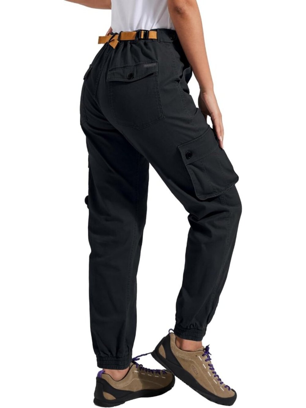 Women's High-Rise Stretchy Cargo Pants with Pockets for Hiking & Climbing